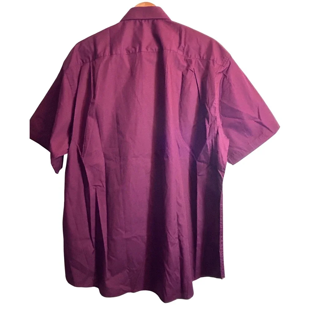 Marquis Men's Short-Sleeved Button Down Dress Shirt Maroon Size‎ XL 17 1/2 NWT